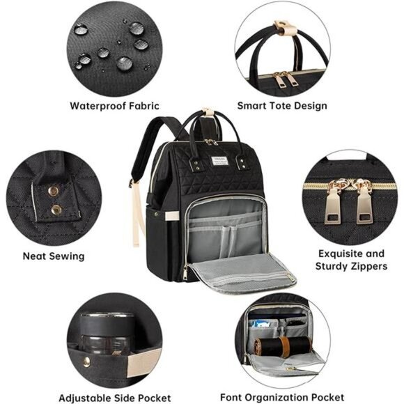 15.6 Inch Laptop Bag with USB Charging Port, College School Backpack - Picture 2 of 7